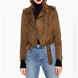 Dex Brown Suede Leather Moto Jacket